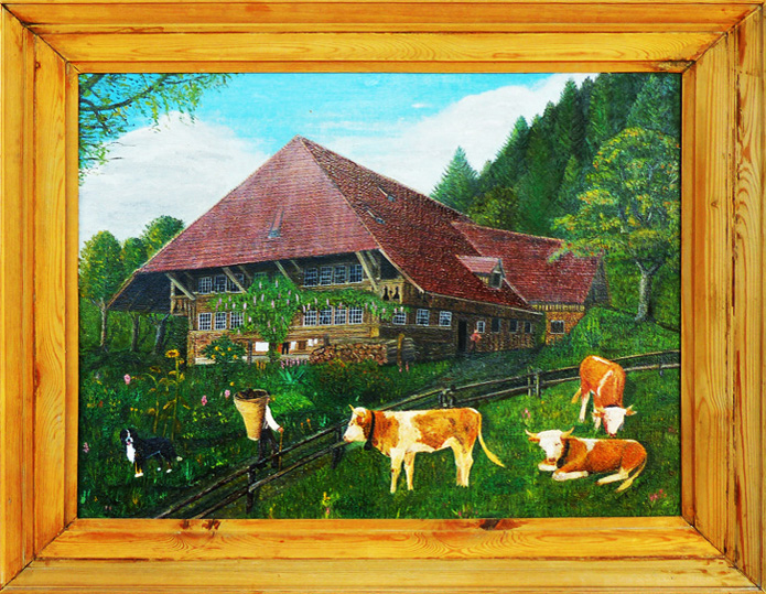 Oelbild-Lützelflüh- Emmental-Bauernhäuser-Baukunst